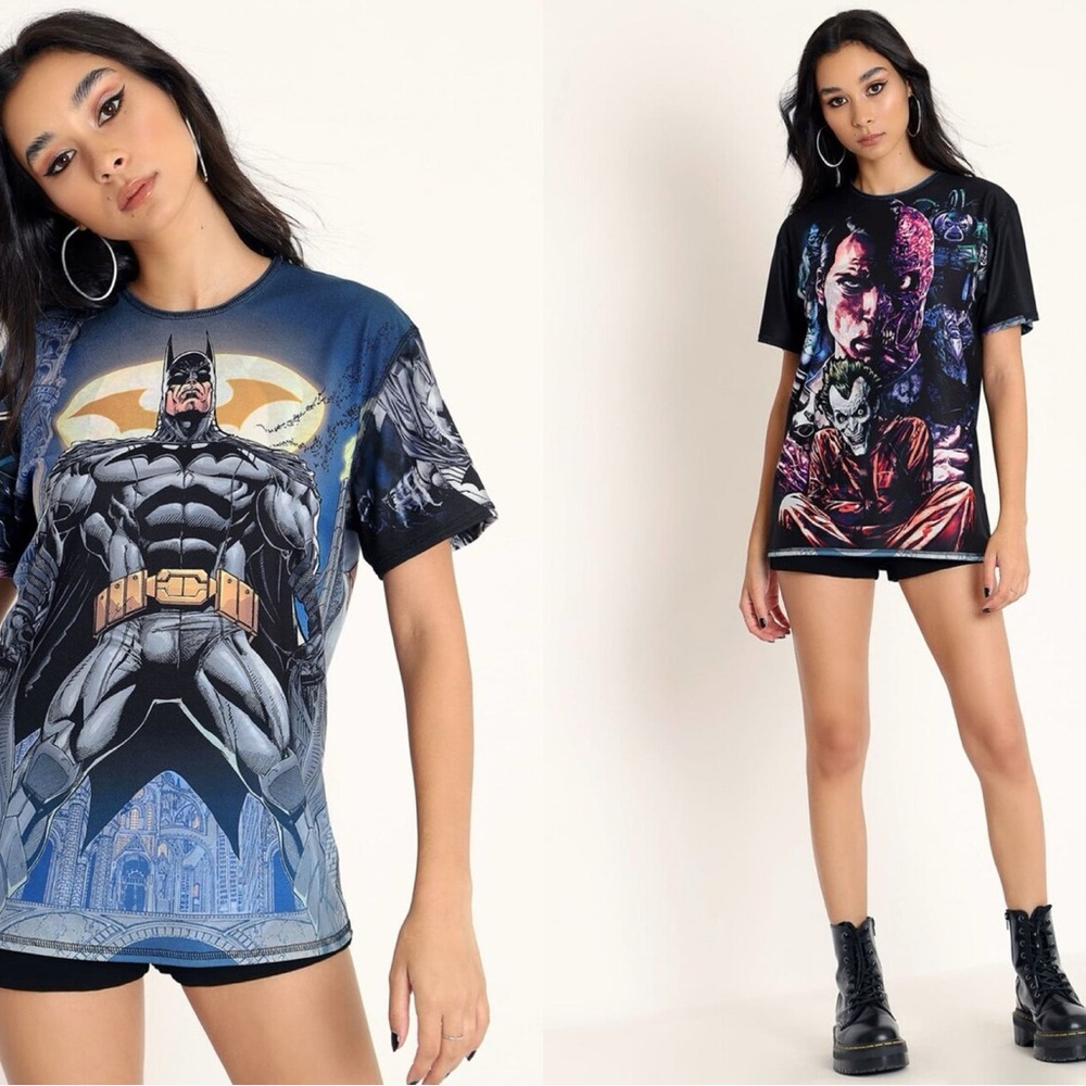 Blackmilk Justice League Batman & Villains Reversible Boyfriend Tee RARE